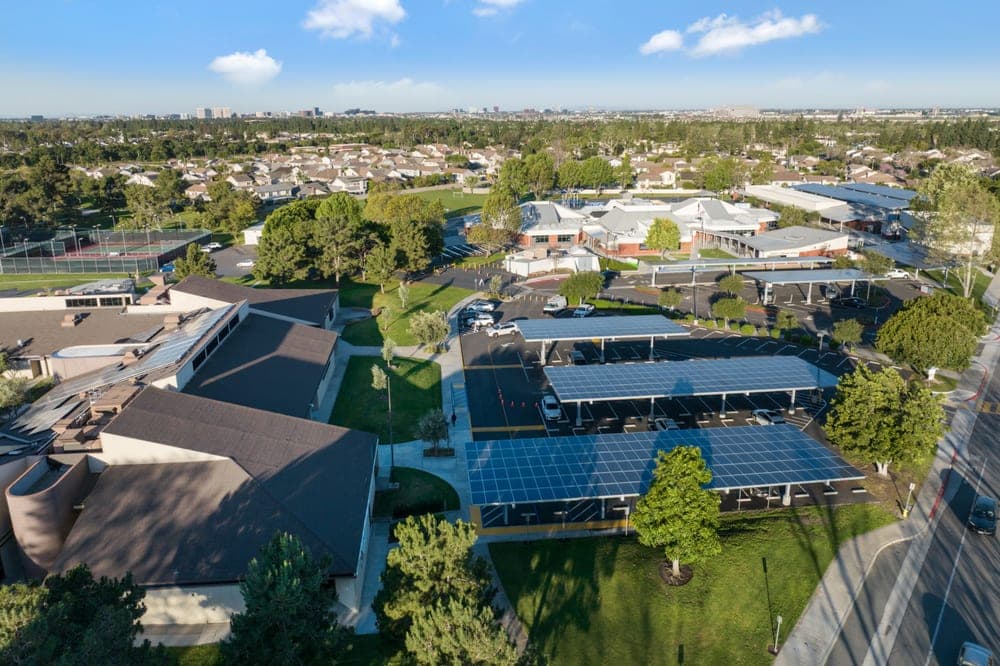 Commercial solar array on a San Diego business premises