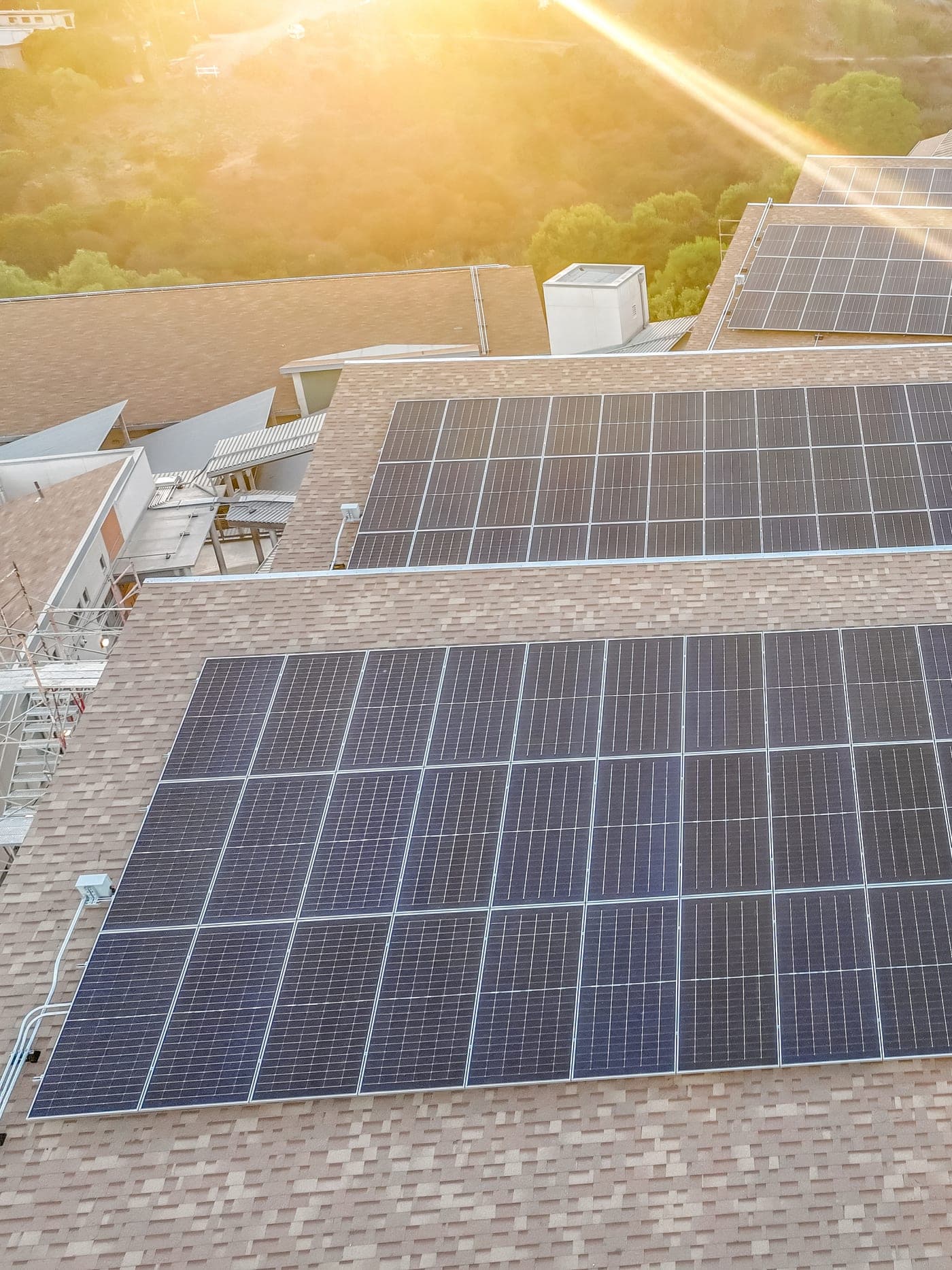 Solar installation underway on a commercial construction project